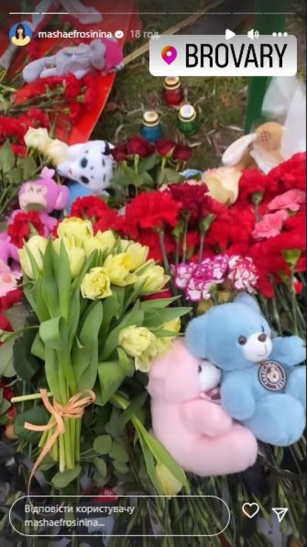 Авіакатастрофа у Броварах: Маша Єфросиніна з іграшками і квітами приїхала на місце трагедії 3 Авіакатастрофа у Броварах: Маша Єфросиніна з іграшками і квітами приїхала на місце трагедії